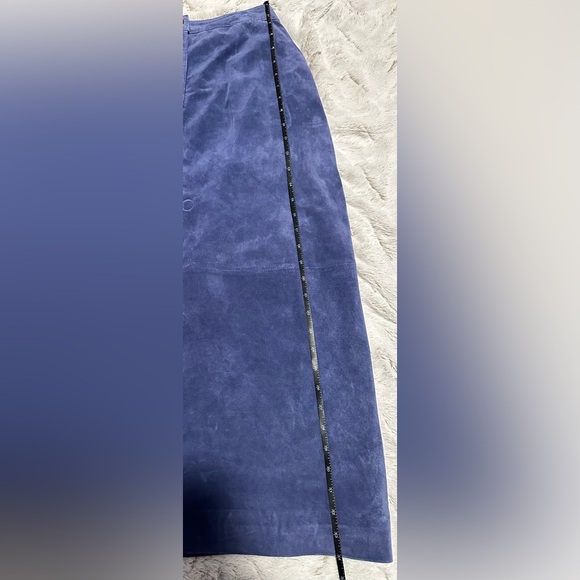 Monterey Bay Vintage Blue A-Line Leather Skirt - Picture 4 of 16